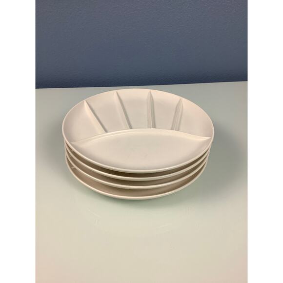 Vintage Divided Fondue or Raclette plates Japan 1970s set of 4 - Picture 2 of 11